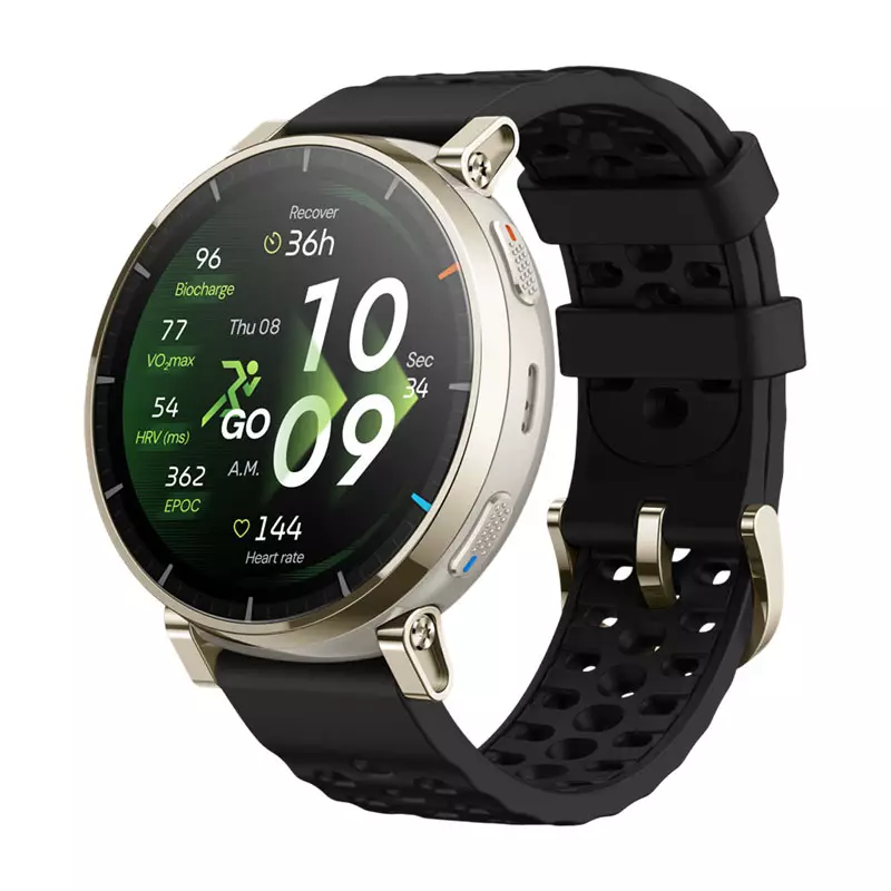 Jam Tangan Unisex Amazfit Active 3 Premium A2559-SILVER Smartwatch 45mm AMOLED Apex Silver Black Silicone Strap