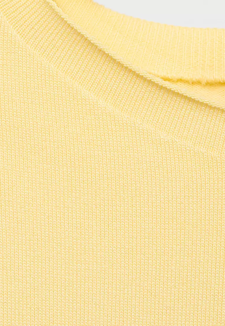 Short-Sleeved Fine-Knit Sweater