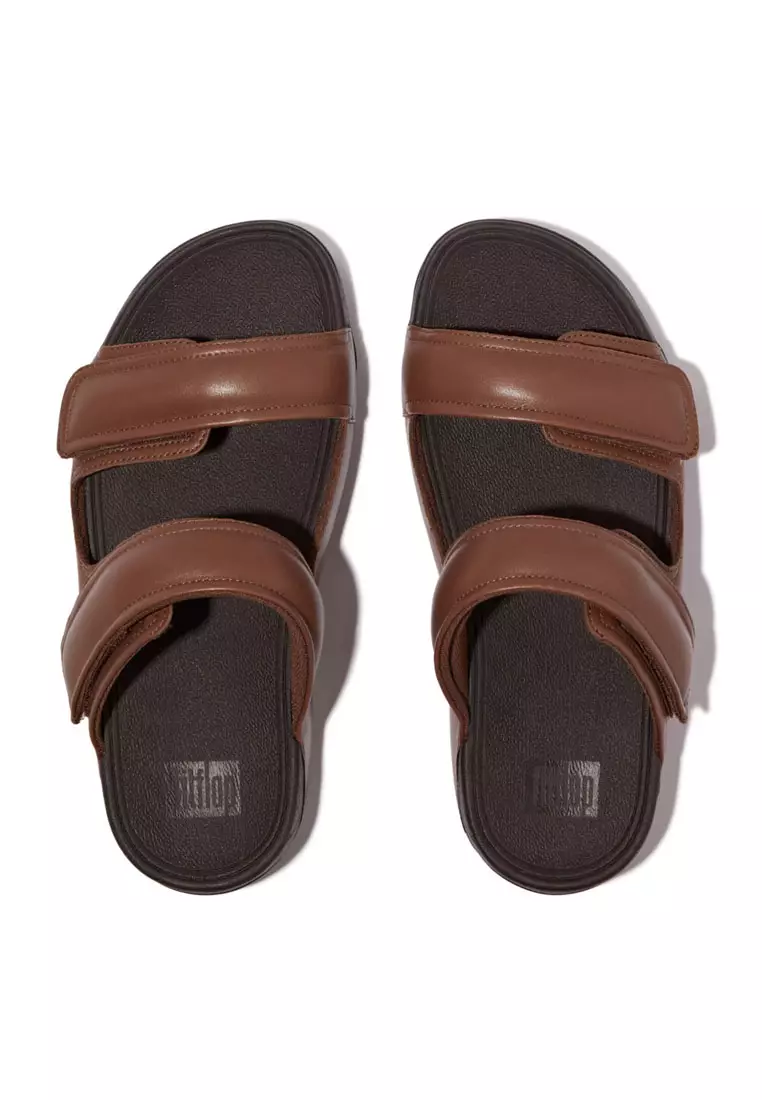 Buy FitFlop GOGH MOC Men's Adjustable Padded-Leather Slides Rich