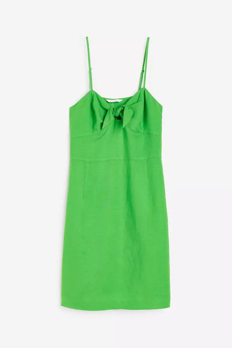 Linen-blend dress