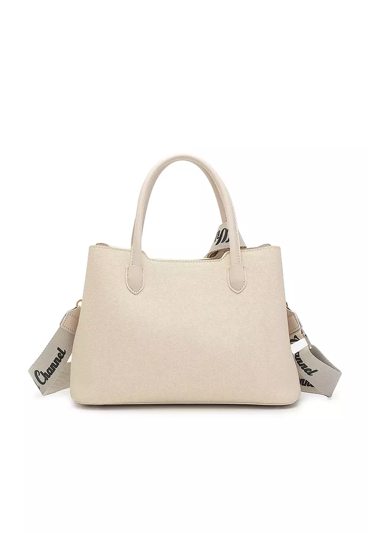 Women's Top Handle Bag / Sling Bag / Crossbody Bag / Shoulder Bag (Tas Tangan Wanita / Tas Selempang Wanita / Tas Bahu Wanita) - Krem