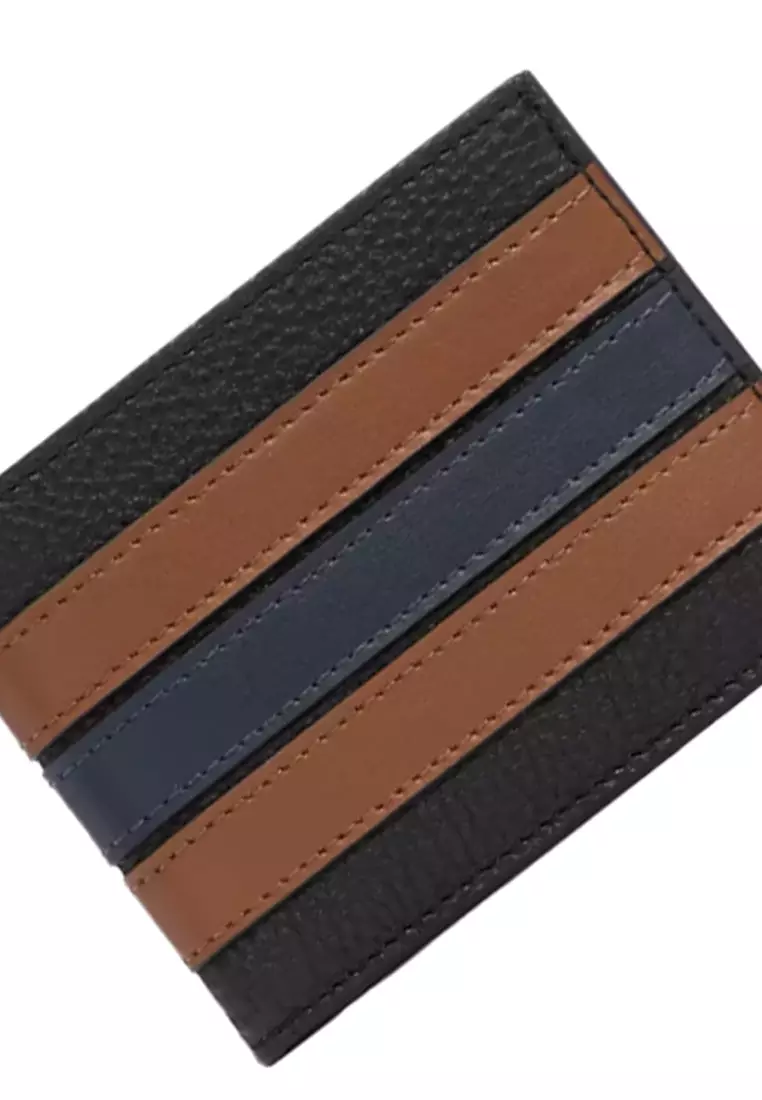 Slim Billfold Wallet With Varsity Stripe Black Saddle 3003