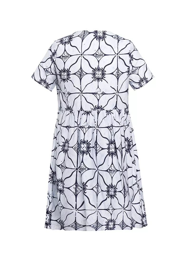 Daster Anak Perempuan Batik Belvinka Kids Lengan Pendek Motif Abstrak Blue