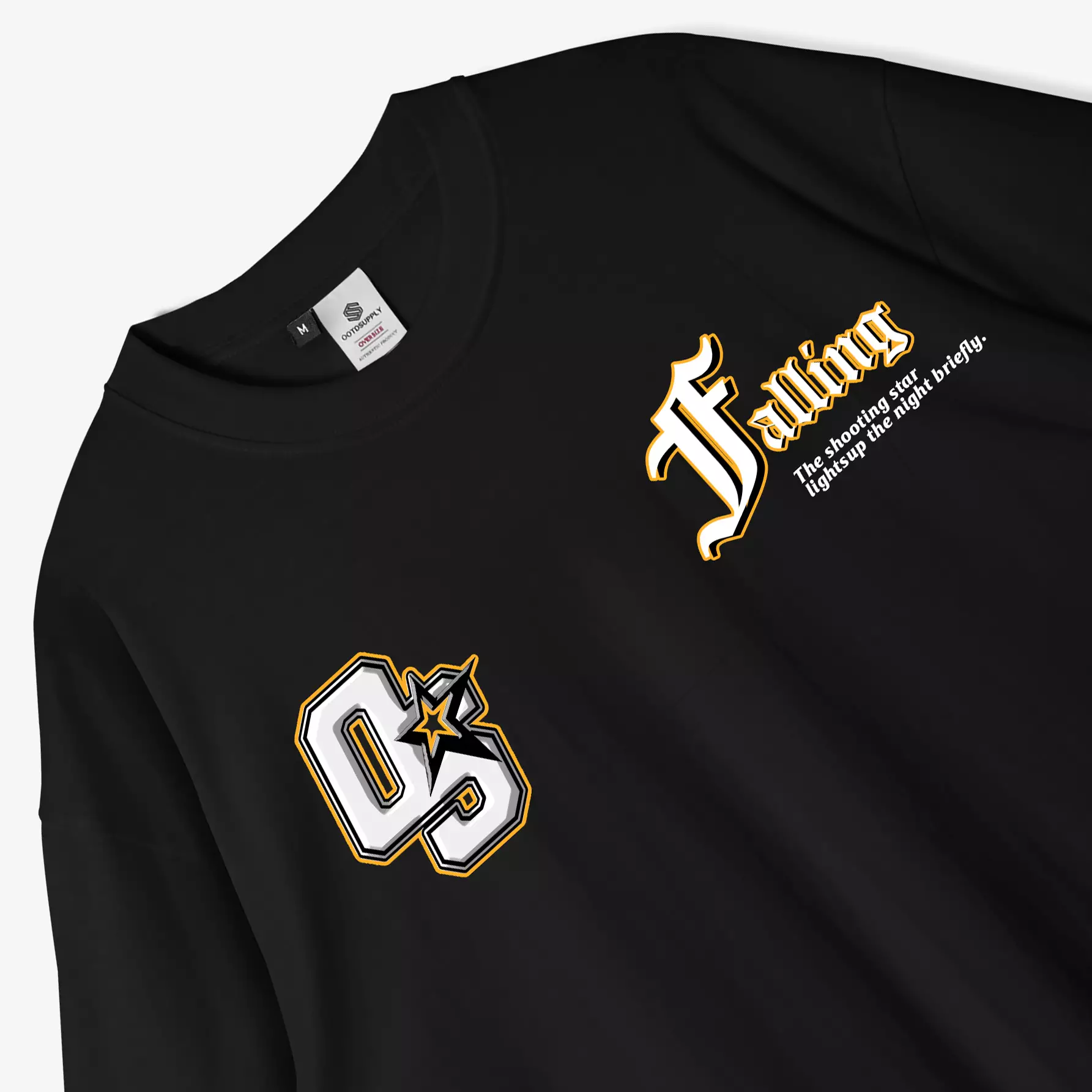 OOTDSUPPLY Oversized Tshirt Falling Black & Dark Brown l Kaos Oversize Pria dan Wanita OVZ197