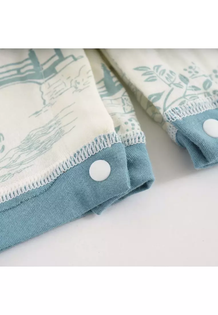 Chinese Garden Landscape Bridge Rockery Pavilion Baby Boy Cheongsam Romper 0839