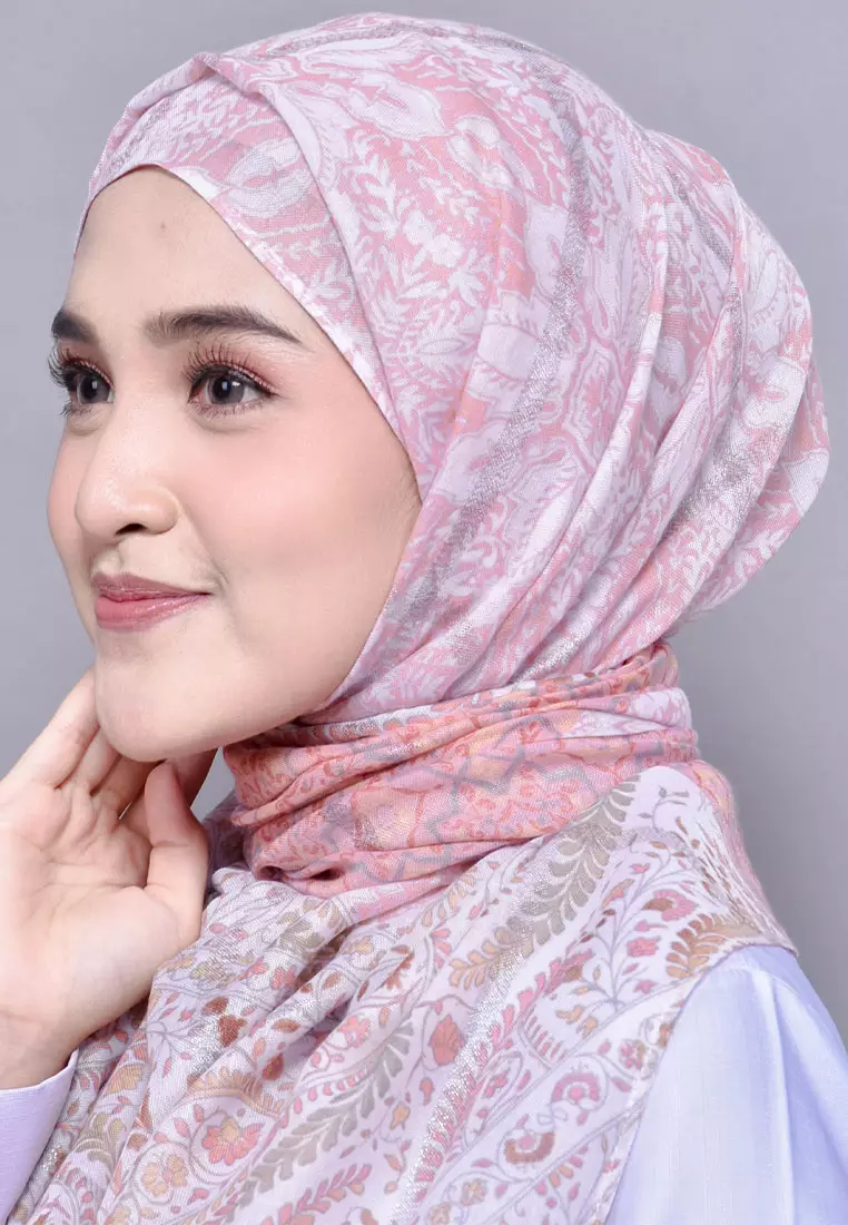 Paisley Cotton Viscose Pashmina Hijab Creole Pink