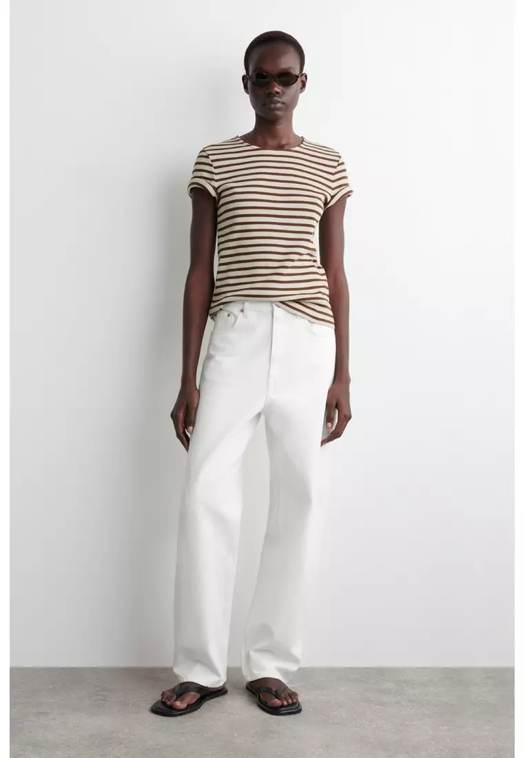 SHRUNKEN SLIM RIBBED T-SHIRT