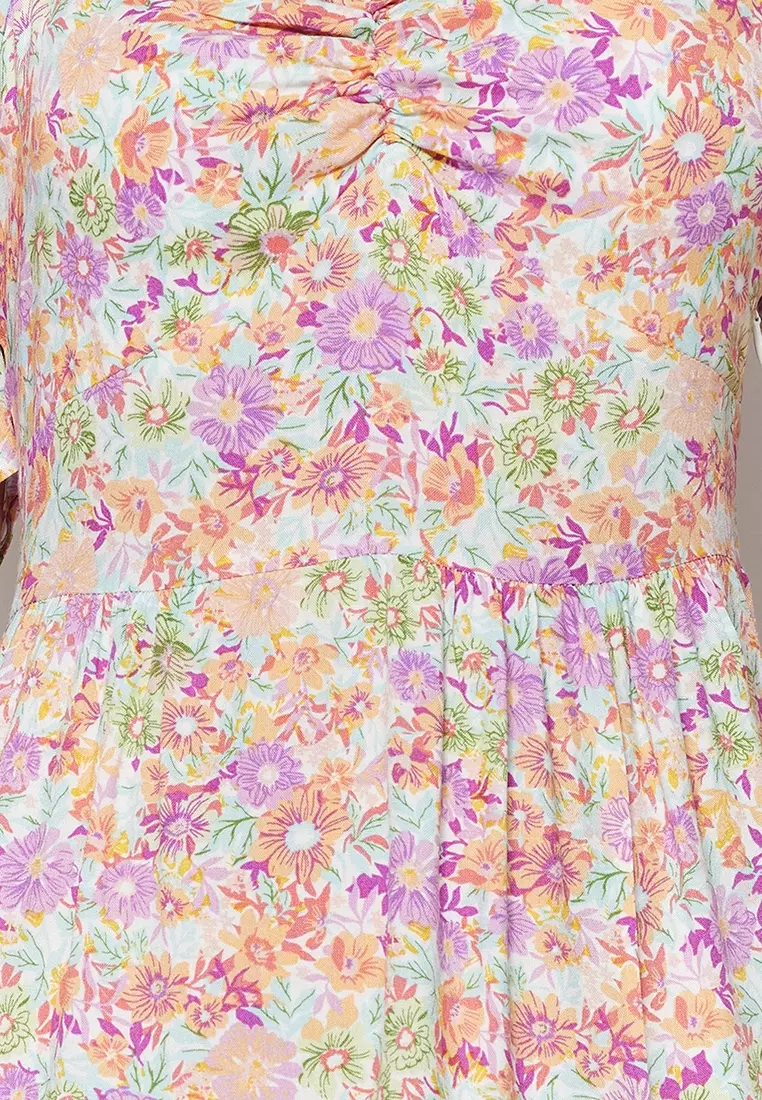 Floral Print Dress with Balloon Sleeves