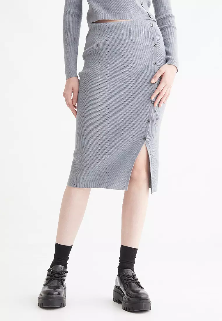Calvin klein grey pencil skirt online