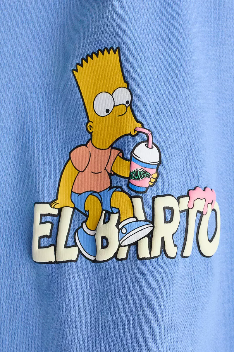 Print-motif cotton T-shirt