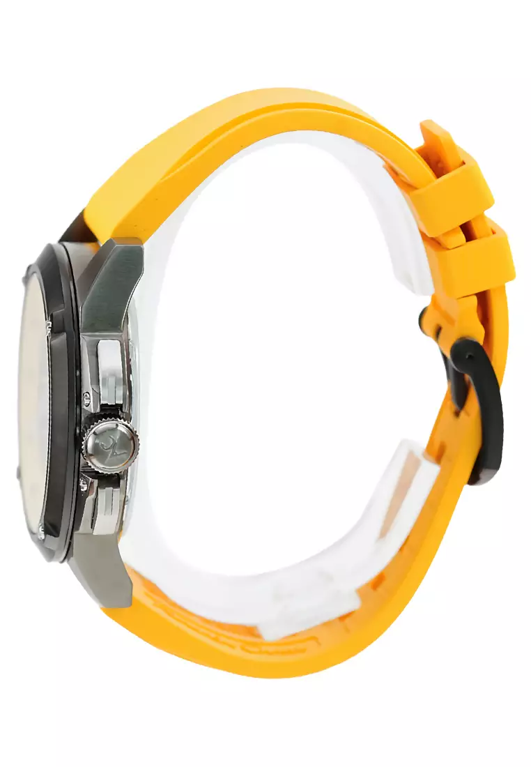 Alexandre Christie - Jam Tangan Chronograph Pria - Silver - Yellow Rubber Strap - 9602 MCREPBAYL