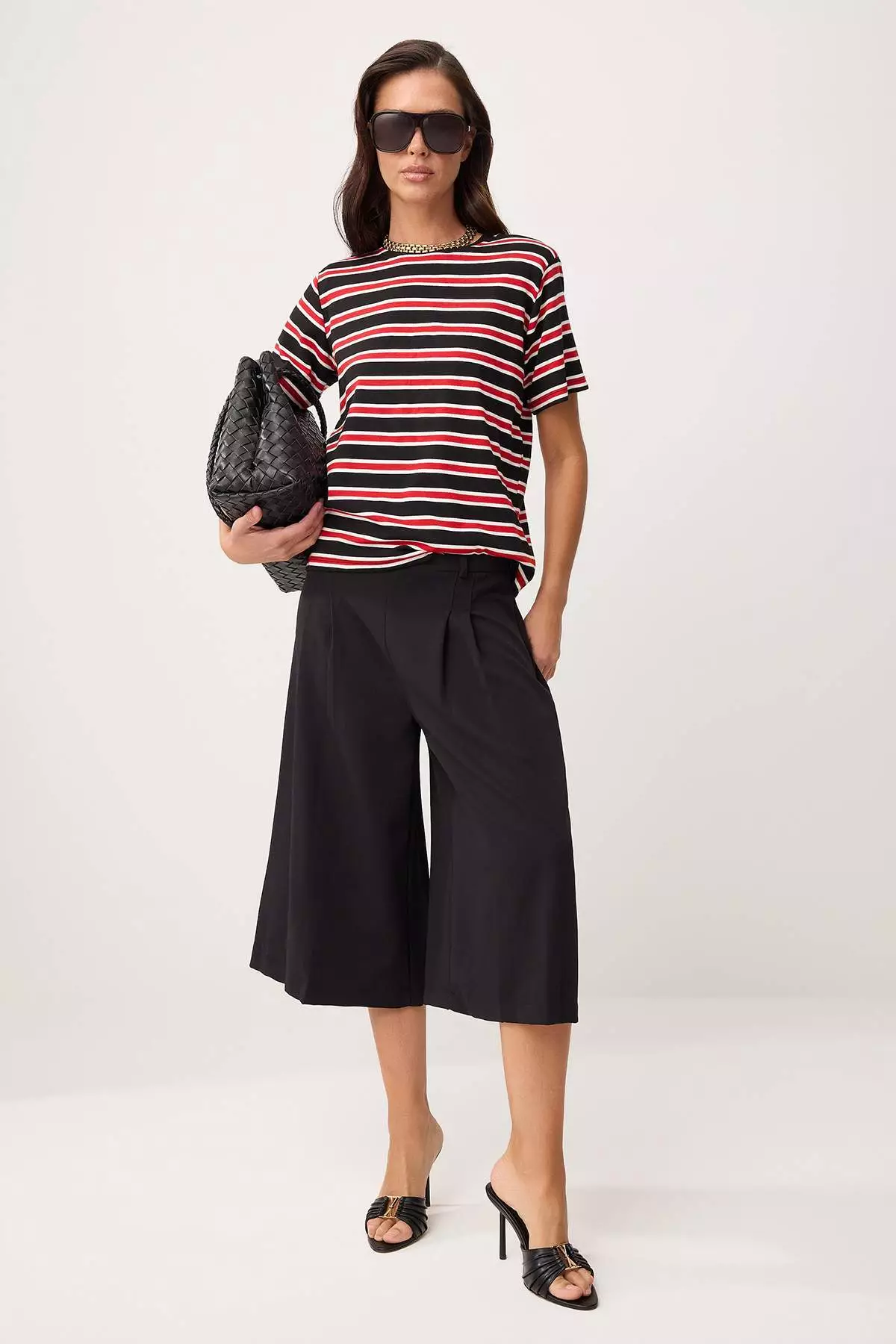 Red Striped Regular/Normal Fit Short Sleeve Tok 1% Cotton Padded Knitted T-Shirt Twoss26Ts31