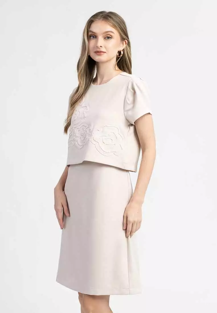 Daliah Floral Embroidered Layered Dress