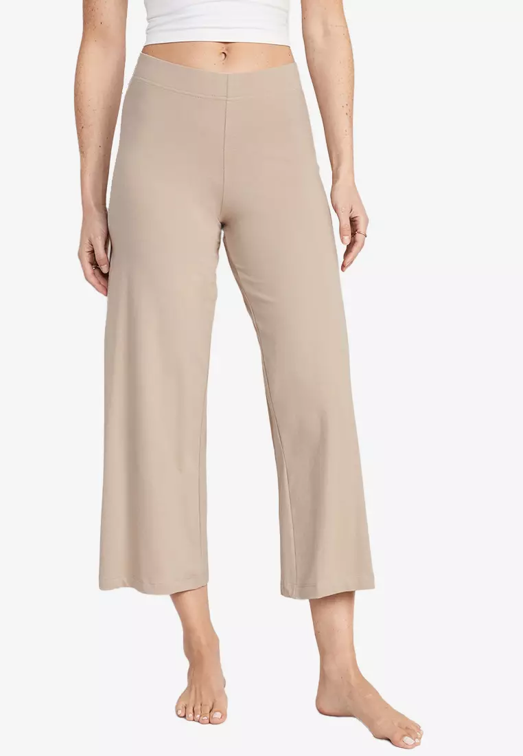 Elastic waist cropped on sale wide leg pants