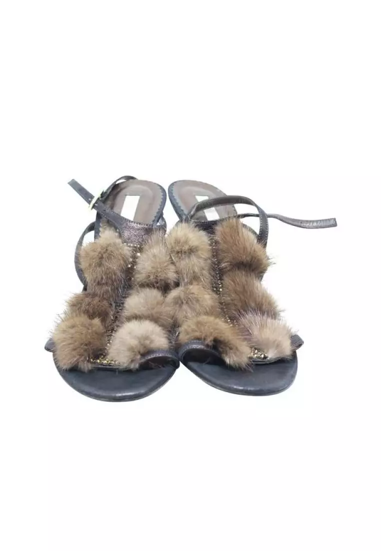 Rabbit fur sandals outlet