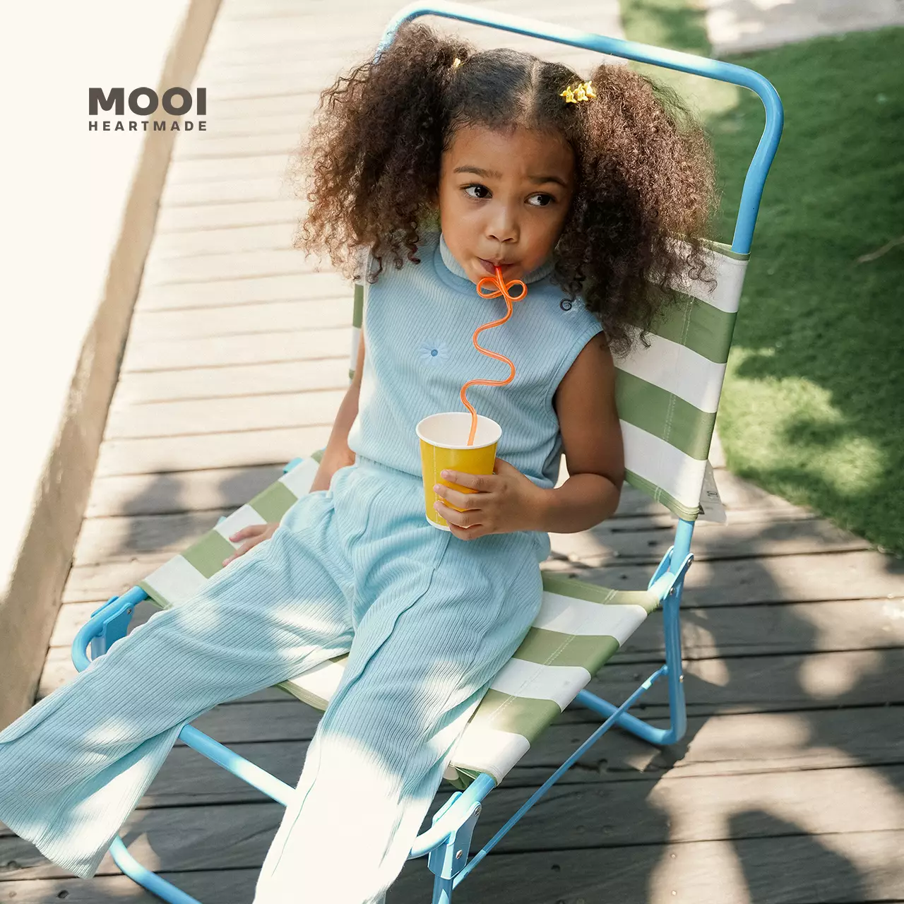 Mooi Atasan Anak Perempuan Yumiko Rib Top - Ryegrass