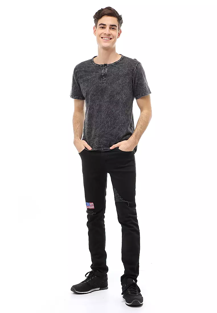 Jack T-Shirt Atasan Kasual Kaos Polos Pria Model Kancing Lengan Pendek Material Cotton ORIGINAL