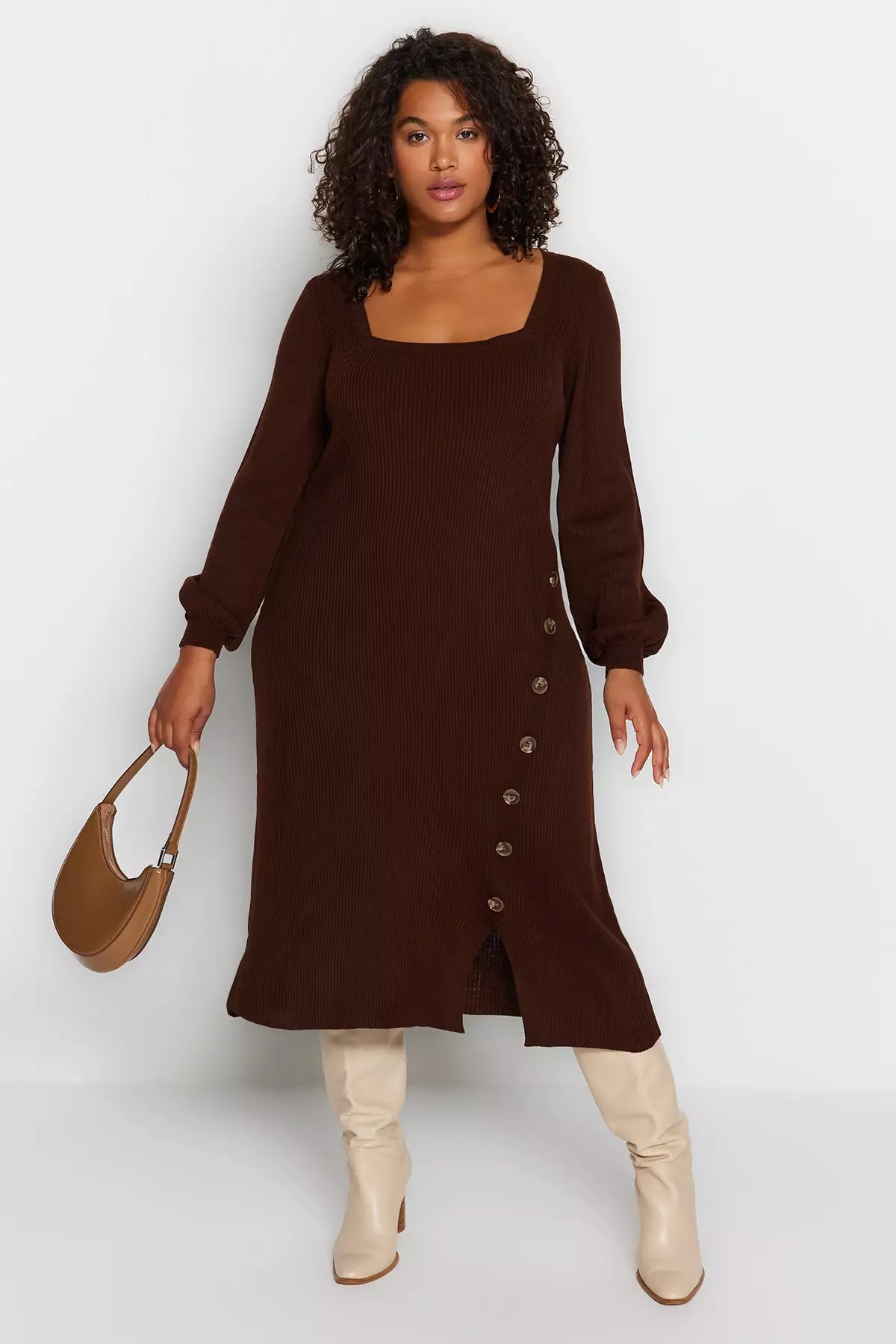 Long sleeve plus size sweater dress discount