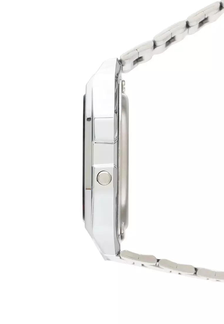 Casio Jam Tangan Wanita - Silver Black - Stainless Steel- A158WA-1DF