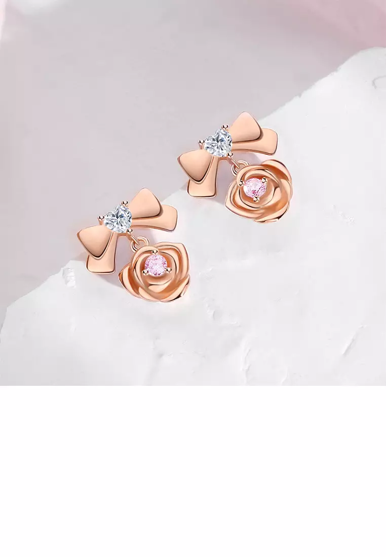 Buy Glamorousky 925 Sterling Silver Plated Rose Gold Simple Sweet