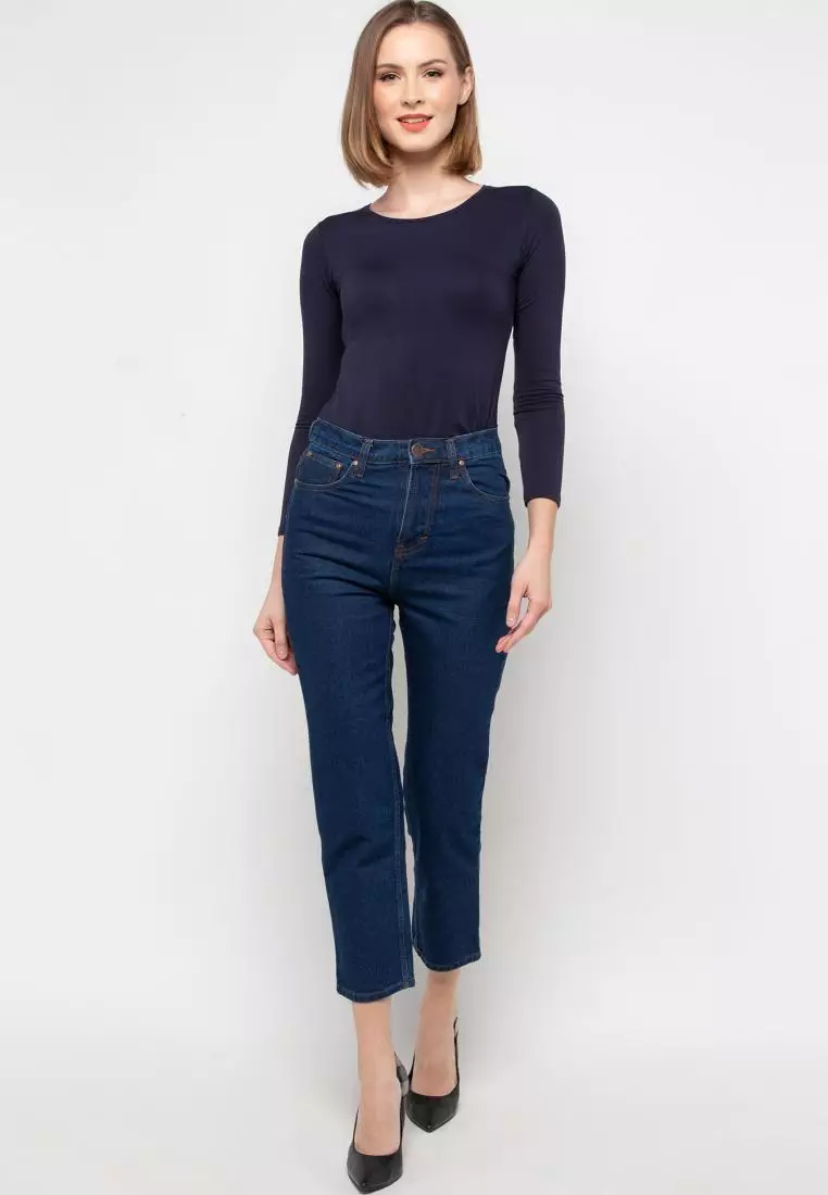 Plain Boyfriend Jeans in Navy