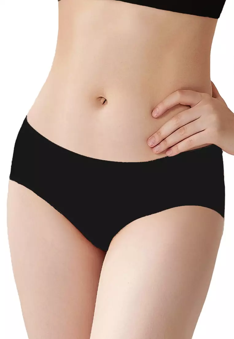 Antibacterial 2 pcs Maternity Seamless Panties  (1 Black + 1 Khaki Grey In a Pack)