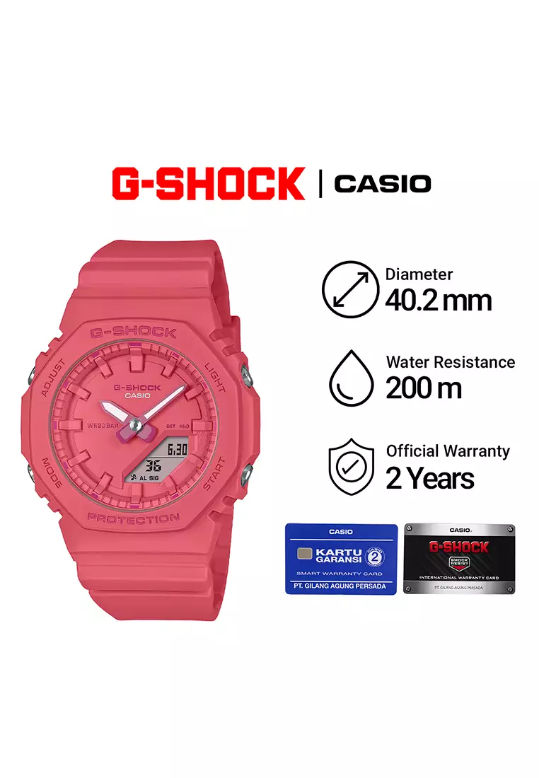 Jam Tangan Analog Digital Wanita Casio G-Shock - Pink Resin Strap - GMA-P2100-4A
