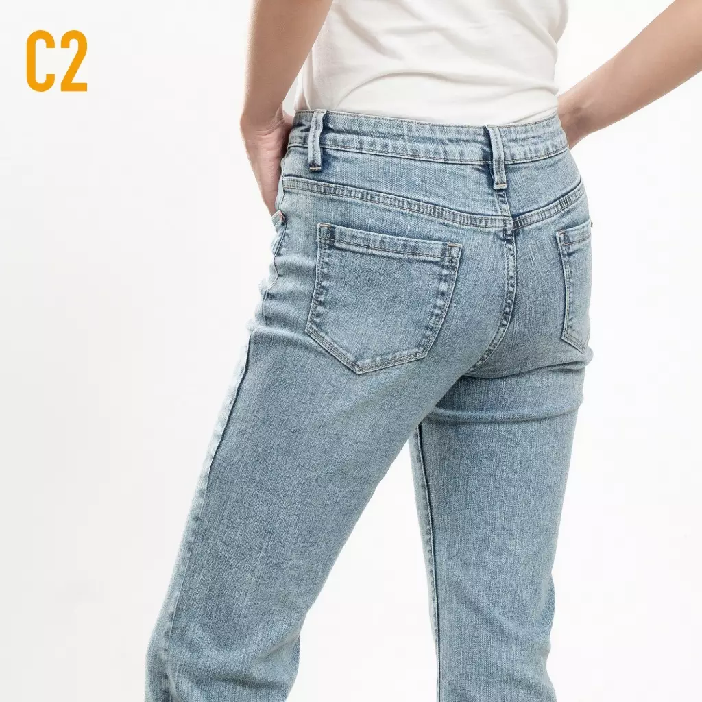 C2 Tessla Light Blue Mini Flare Jeans Wanita