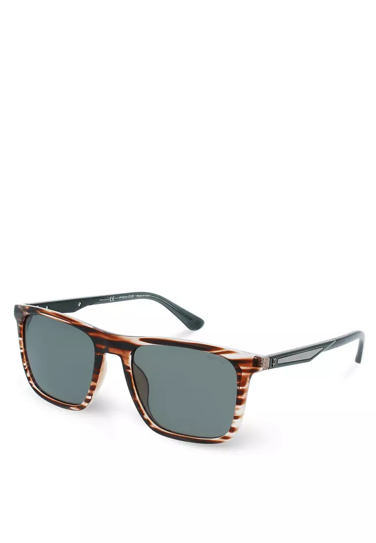Square Shape Sunglasses - Shiny Striped Brown