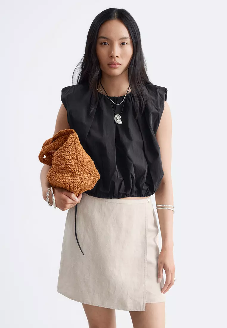Linen-Blend Mini Skirt