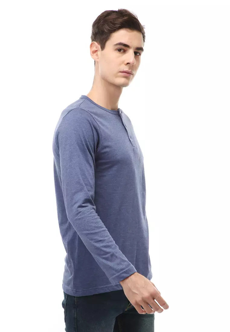 Jack T-Shirt Atasan Kasual Pria Model Kancing Plain Design Lengan Panjang Material Cotton ORIGINAL