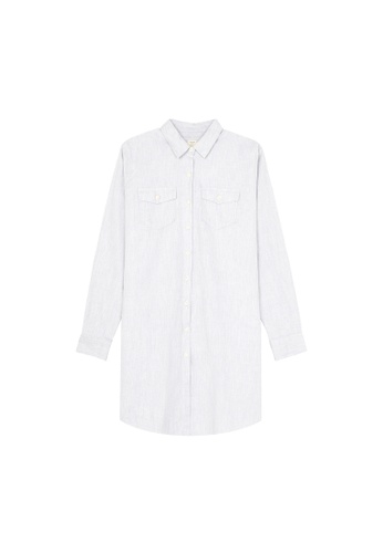 Giordano grey Women's Double Patch Pockets Oxford Shirt Dress 05461001 3B74EAA8A190DFGS_1