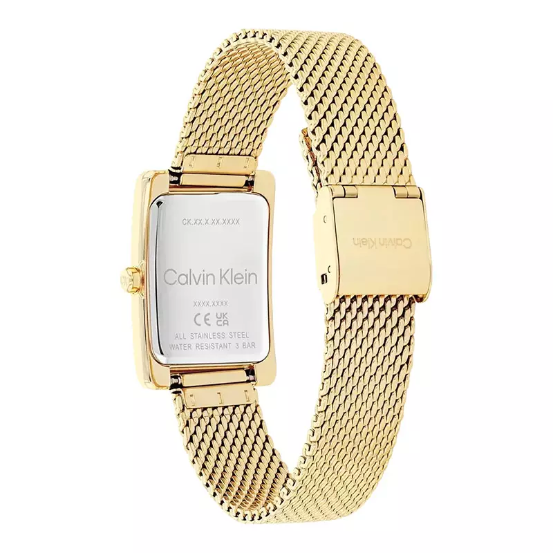 Jam Tangan Wanita Calvin Klein Styled 25200396 Silver Dial Gold Stainless Steel Strap