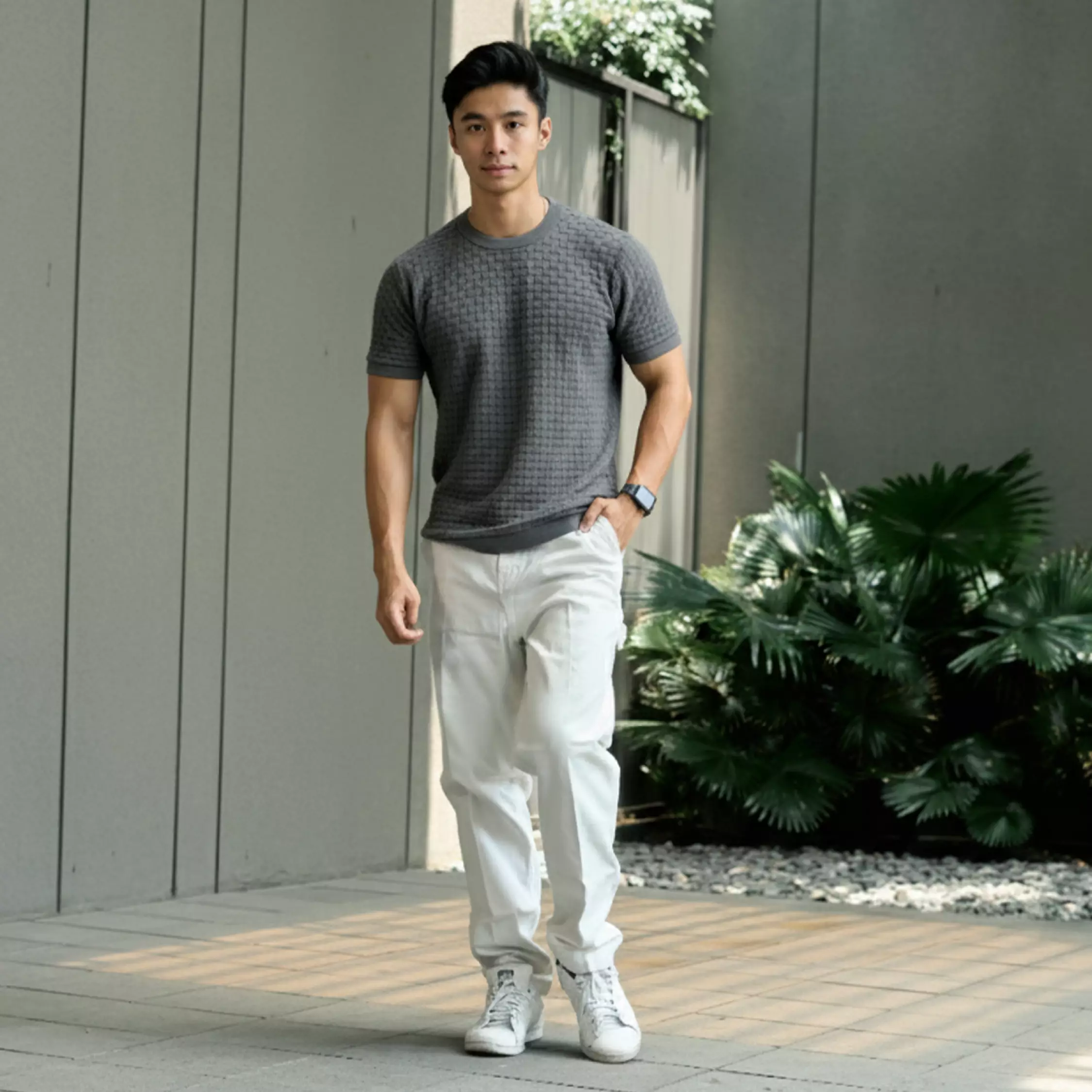 Kale OLIVER GREY / Atasan Rajut Pria / Sweater Rajut Tangan Pendek / Baju Pria