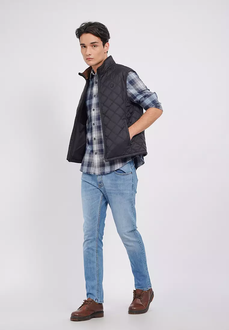 Puffer Vest with Corduroy Collar