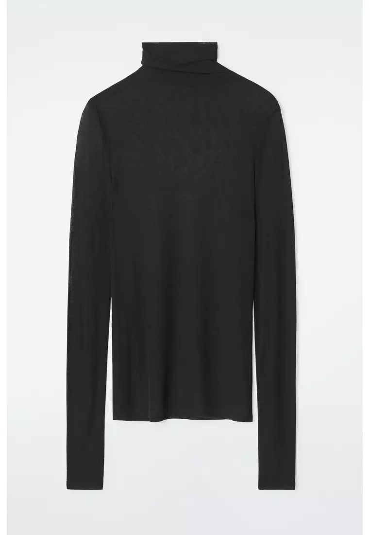 SLIM SILK TURTLENECK TOP