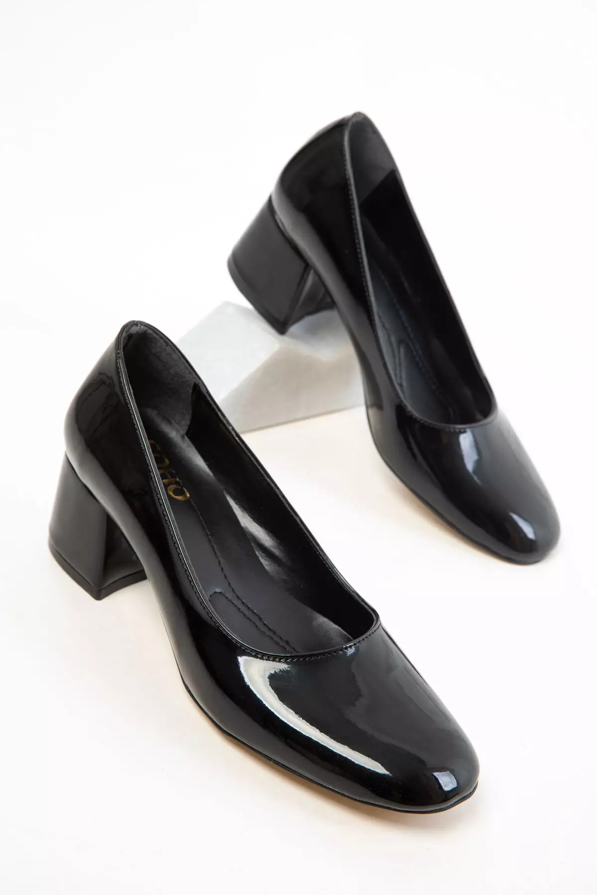 Black Patent Leather Women'S Classic Heeled Shoes 20808