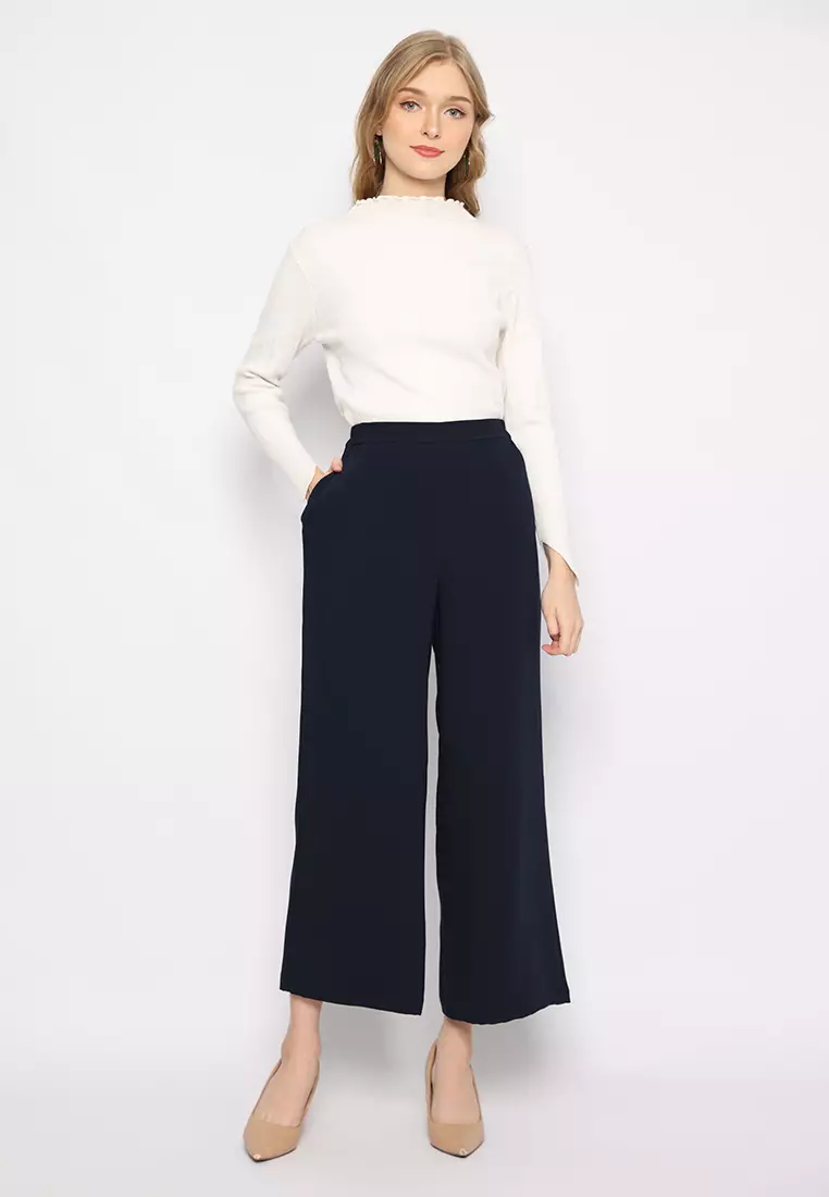 Plain Long Kulot Navy