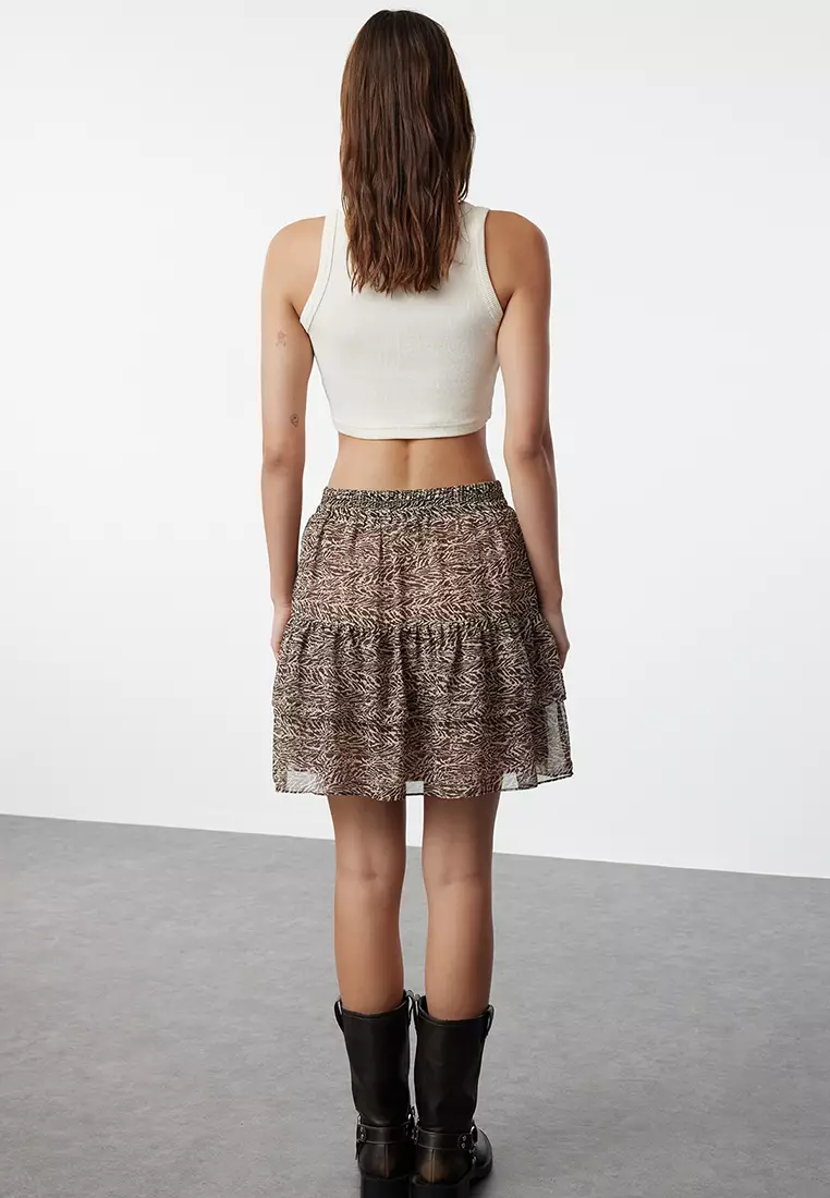 Chiffon Elastic Mini Skirt