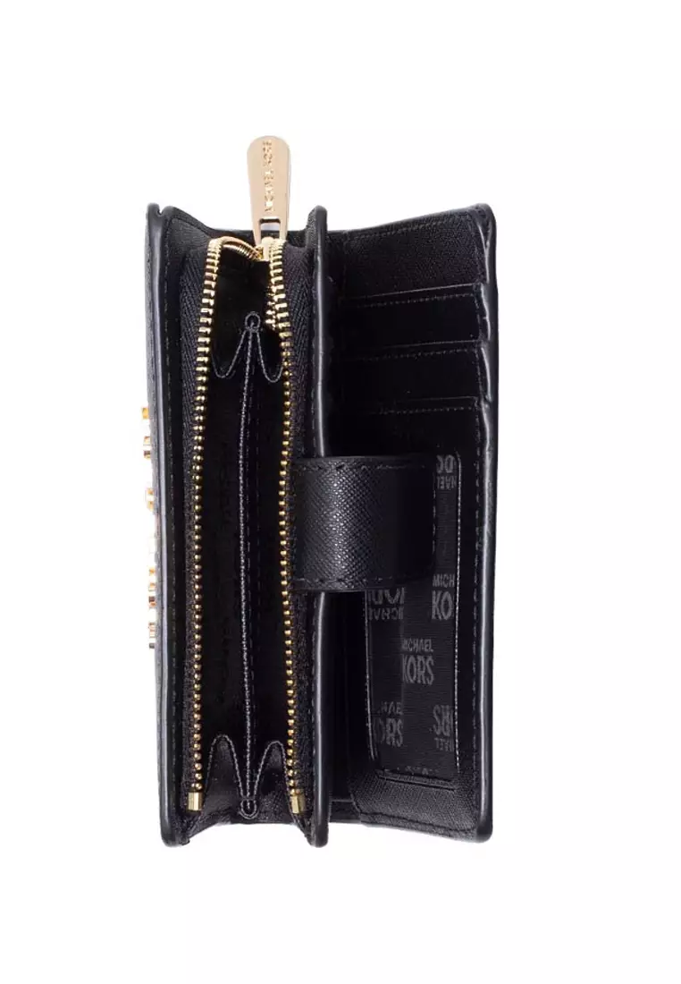 Jet Set Travel Medium Bifold Zip Coin Wallet - Black