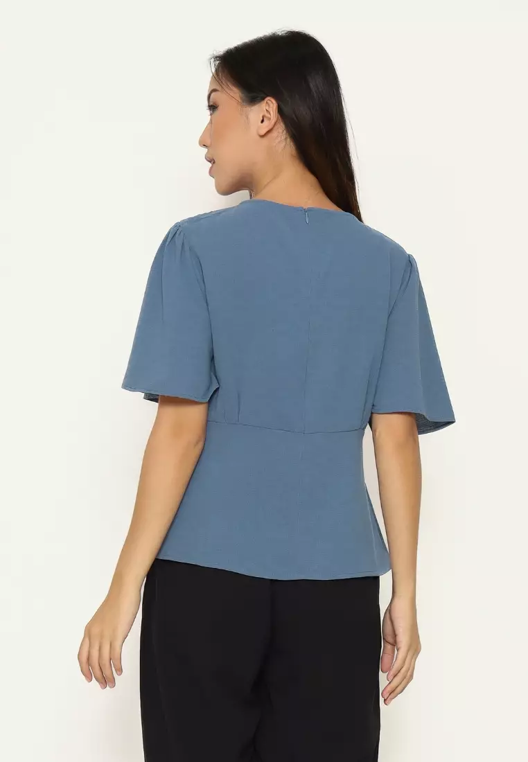 Urban Exchange Shellie Blue Blouse - Blouse Casual Wanita Warna Blue