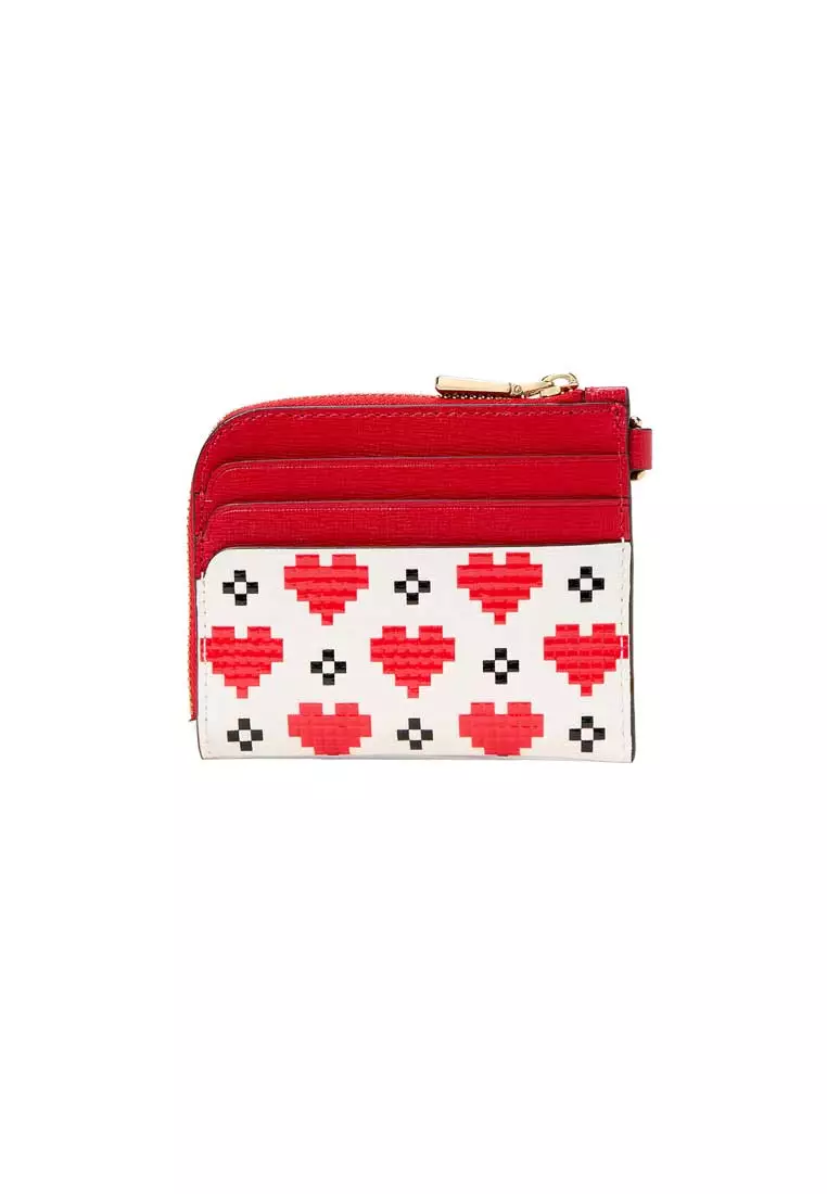 Devin Pixel Hearts Coin Card Case Wristlet Cream Multi KJ869