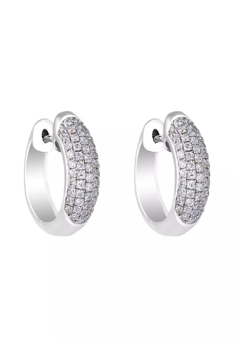 TOMEI 15mm Hoop Diamond Earrings White Gold 750