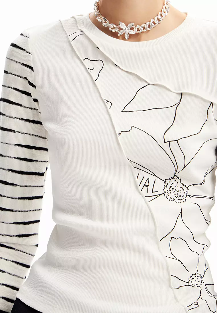 Desigual Woman Patchwork floral T-shirt.