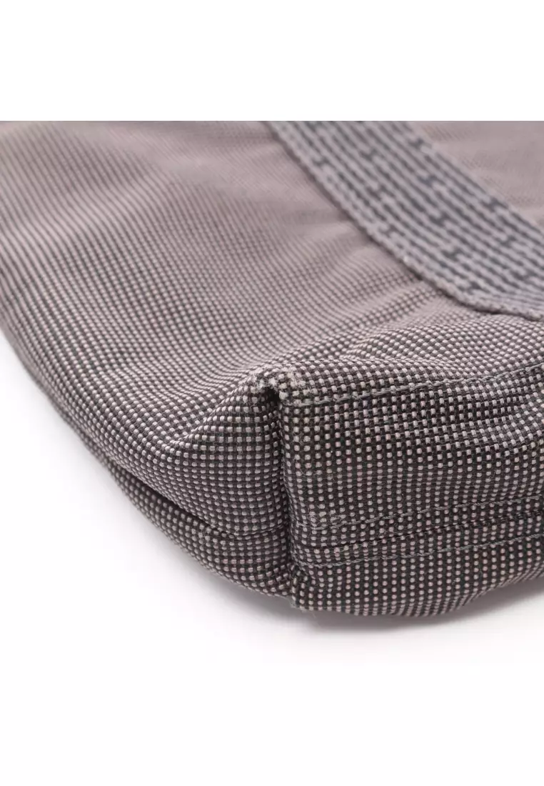 Pre-Loved Hermès Yell line Kabas Handbag tote bag nylon canvas Dark gray silver hardware