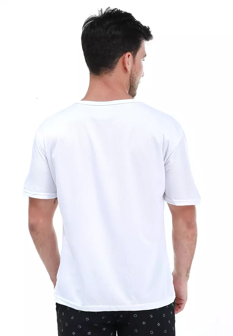 Jack Kaos Katun Pria Anti-Dirty Waterproof Quick Dry Short Sleeve Stylis Design Material Cotton ORIGINAL - White