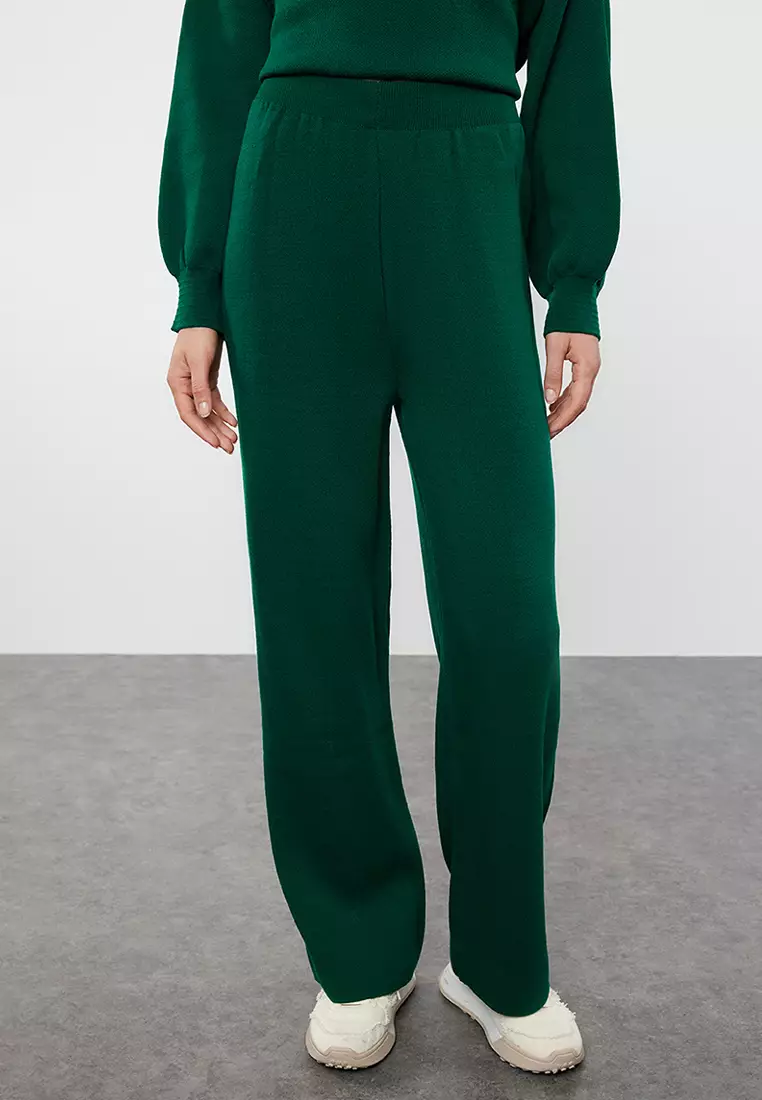 Emerald Green Balloon Sleeve Trousers Knitwear Set