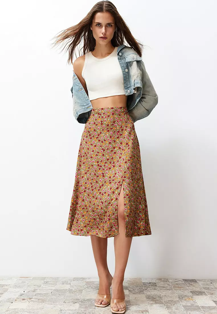 Floral Patterned Midi Skirt