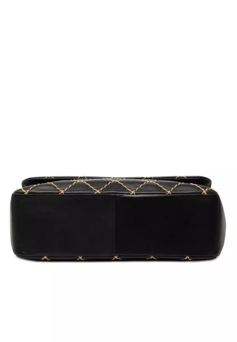 Pre-Loved Chanel Jumbo Cc Quilted Lambskin Wild Stitch Flap