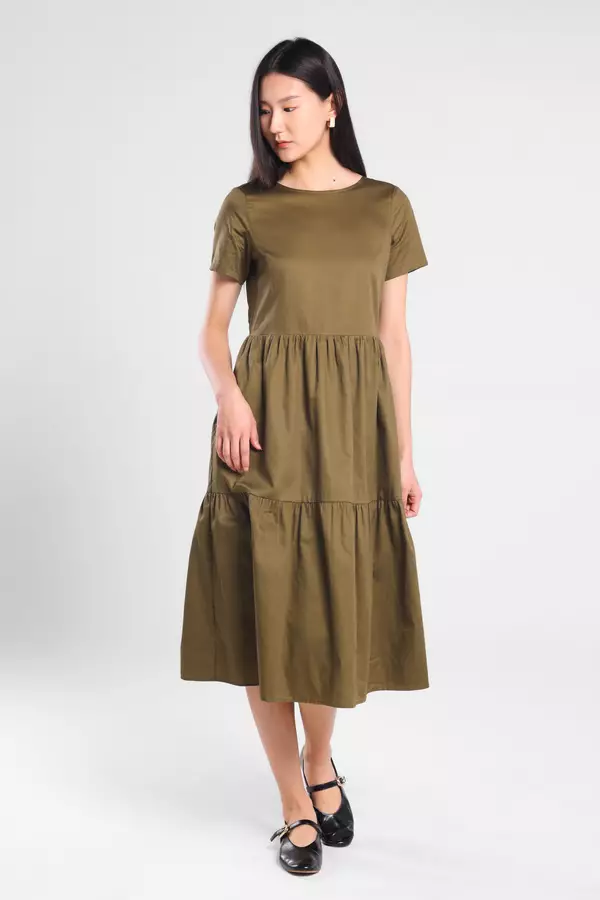 Minimal - Marizza - Dress A Line - Olive Warna Olive